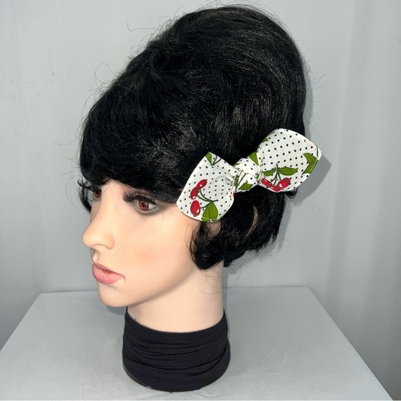 Cherries and Polka Dot Retro Bandana Knotted Hair Bow - Picture 6 of 11